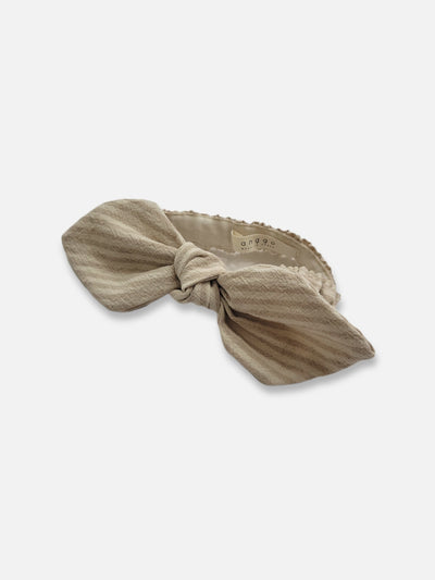 Bowtie Headband | Stripe on beige