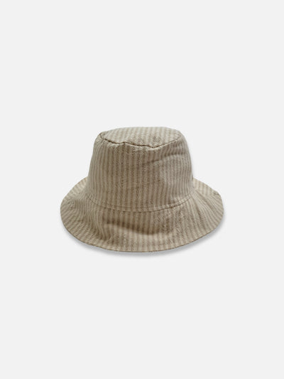 Cotton Bucket Hat  |  Stripe on Beige