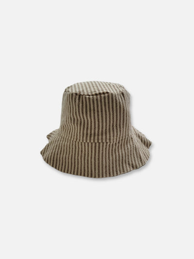 Cotton Bucket Hat  |  Stripe on Mocha