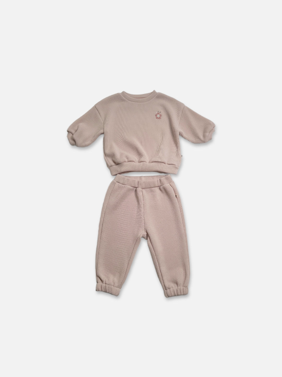 Ribbed baby sweatsuit set  |  Pale Pink