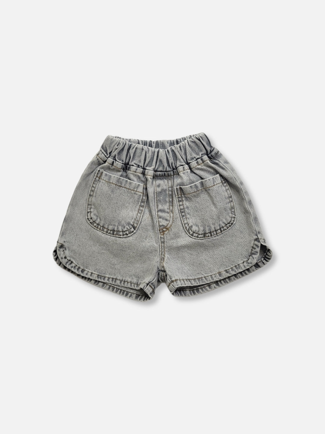 Gender Neutral Kids Ash Shorts | Washed black denim