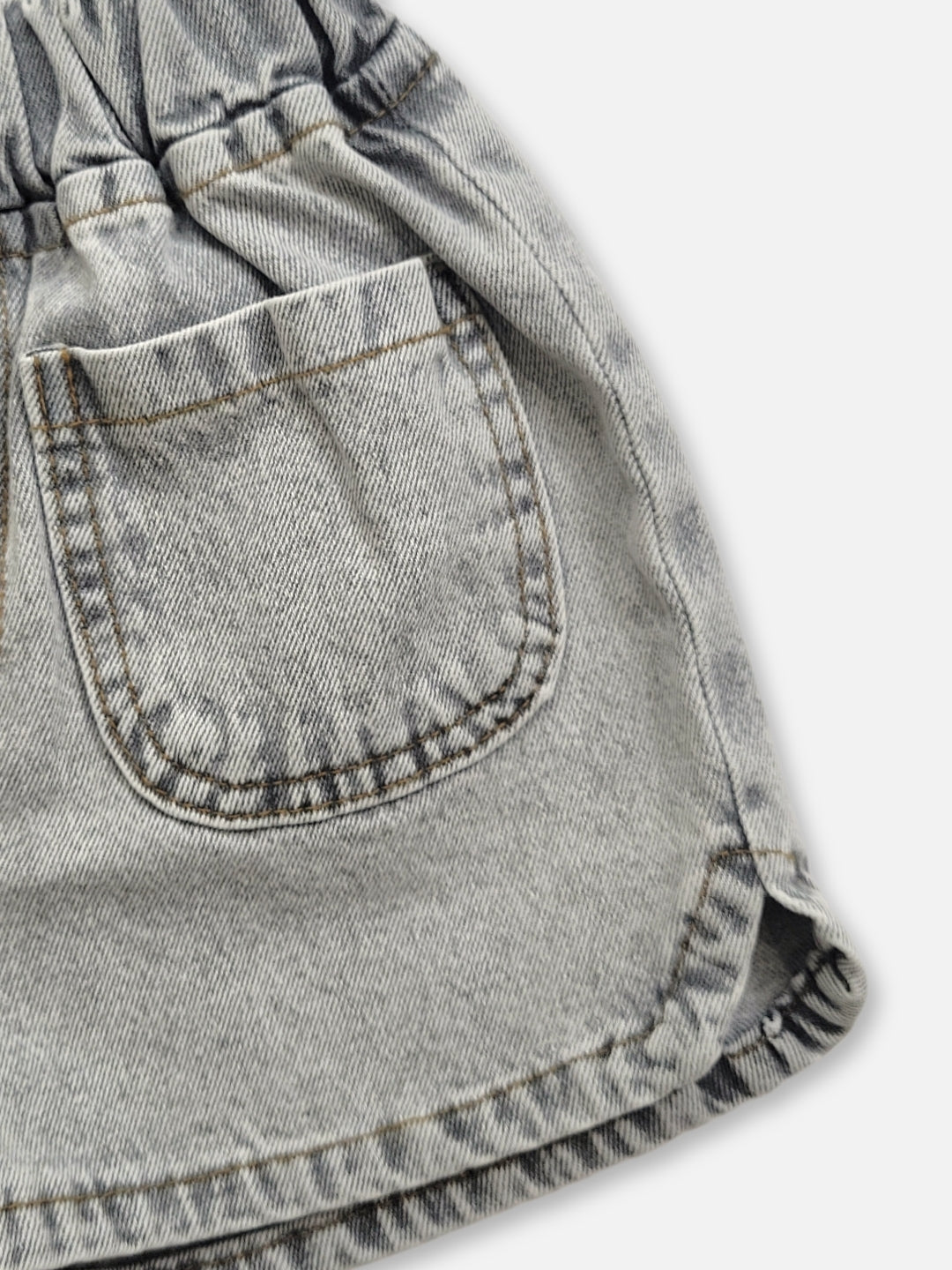 Gender Neutral Kids Ash Shorts | Washed black denim