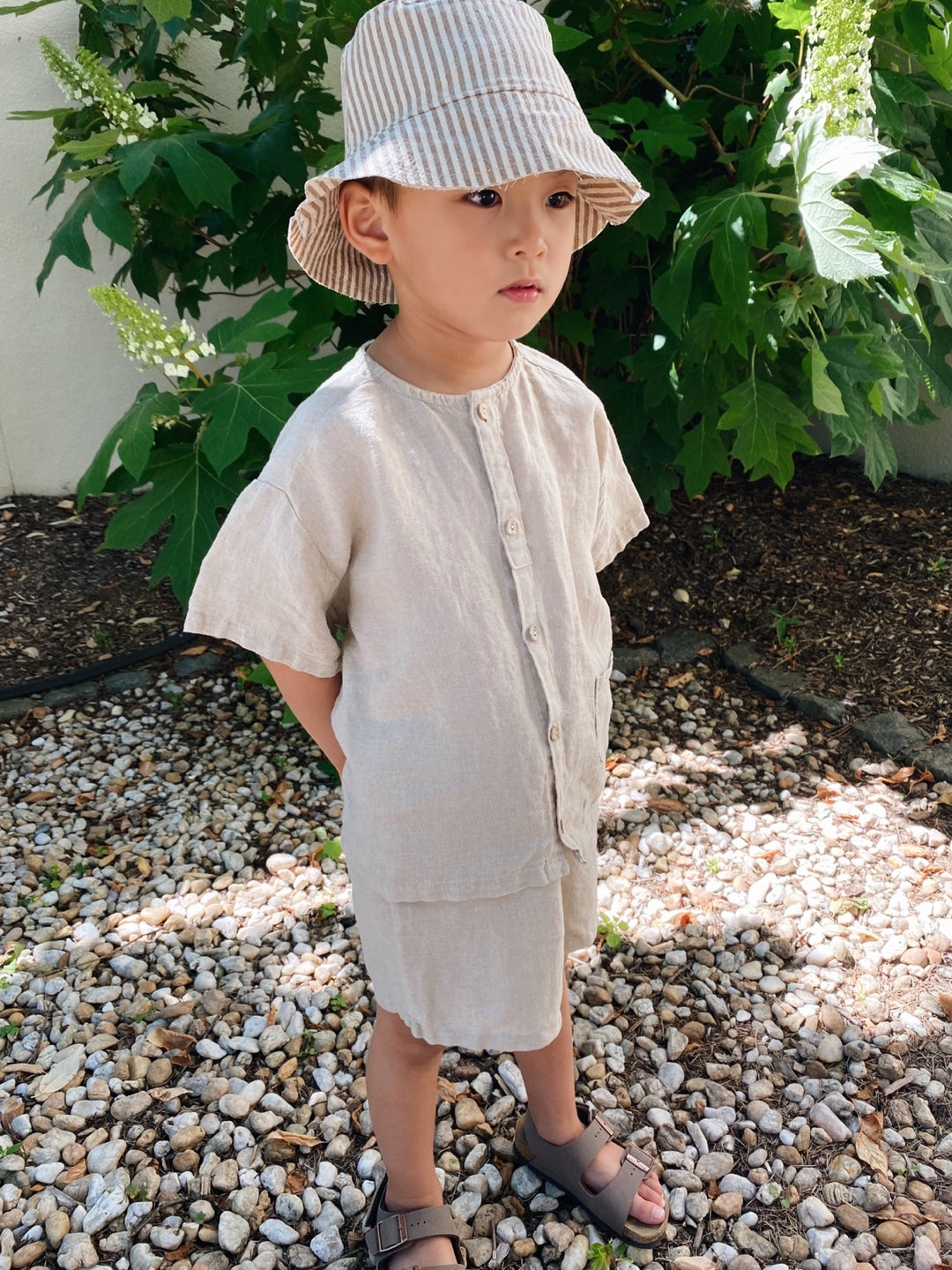 Cotton Bucket Hat  |  Stripe on Mocha